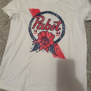 White Women’s Graphic Tee with Red & Navy Design